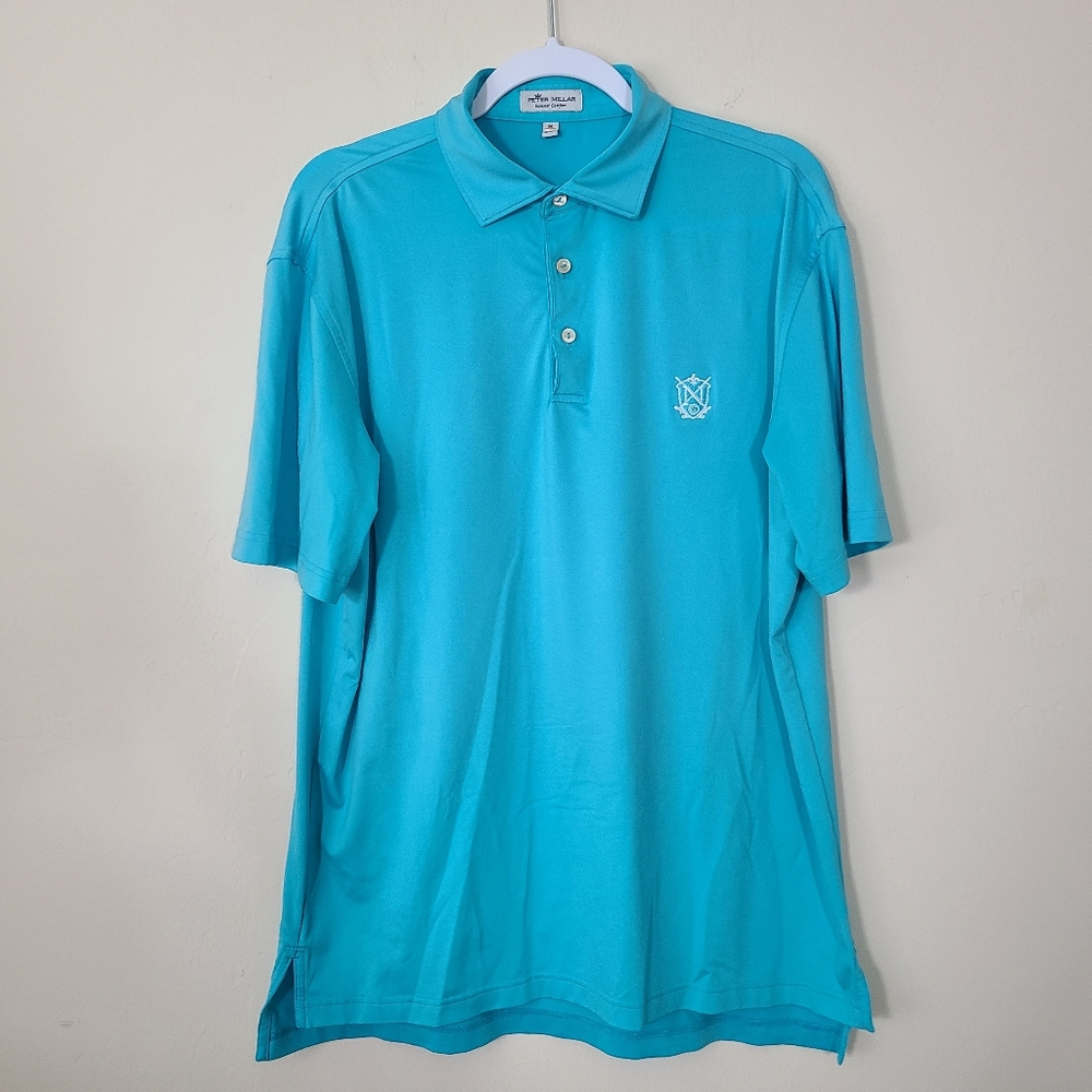 Peter Millar‎ Summer Comfort Blue Polo Three Button Short Sleeve Shirt Mens M